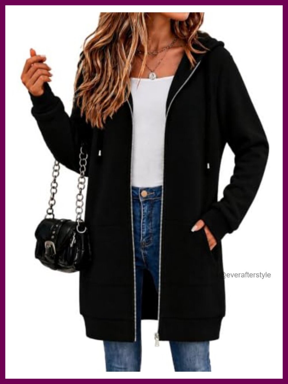 Women's Zip Up Hoodie Long Tunic Sweatshirt Oversized Fleece Casual Coat